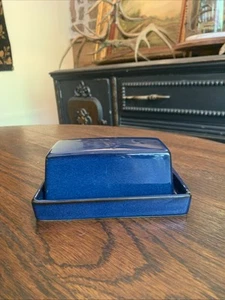 ZERO JAPAN Bee House Butter Dish Blue Glazed Ceramic No Knife - Picture 1 of 20