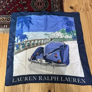 Bufanda de seda Polo Ralph Lauren Lrl St Tropez Riviera Motorsports 55x55 cm rara 1992 - Imagen 1 de 2