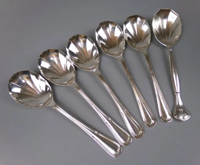 Vintage Dessert Spoons x 6. Silver plated. Shell Shape. Ice cream, fruits salad. - Image 1 of 4