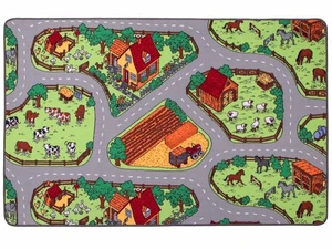 Spielteppich BAUERNHOF Kinderteppich Straßenteppich Auto Wohnteppich versch Größ - Bild 1 von 24