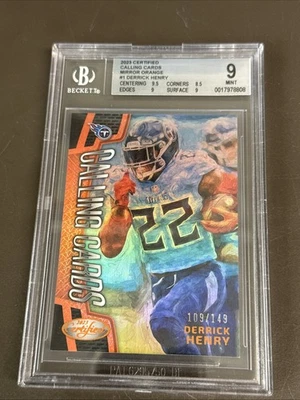 2023 Certified Derrick Henry #CALL-1 Mirror Orange Calling Cards /149 BGS 9 - Image 1 of 2