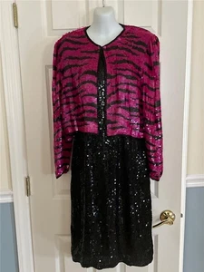 Scarlet Rage Pailletten Disco Kleid & Jacke Bloomingdales Seidenkleid Gr. 8/10 NEU - Bild 1 von 9