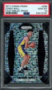 2017 Panini Prizm #289 LONZO BALL Fast Break Silver Disco Rookie PSA 10 RC - Picture 1 of 2