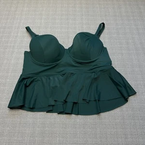 Torrid Tankini Swimsuit Top Womens 2XL Green Underwire Peplum Swim Plus Size - Picture 1 of 11