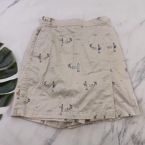 Liz Sport Womens Vintage Y2k Golf Skort Size 4 Khaki Beige Novelty Golfer Print - Picture 1 of 10