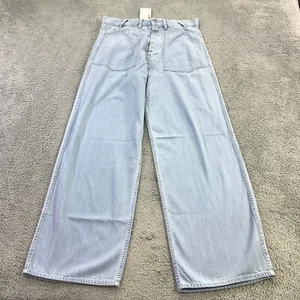 Kenzo Jeans Mens 29 Button Fly Stone Bleached Sailor Logo Pocket Front A32432 - Picture 1 of 11