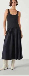 Hush Womens Midi Dress Black Maxi Size 10 Sleeveless With Pockets NEW RRP £110 - Picture 1 of 8