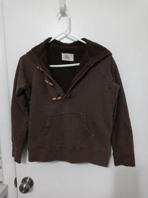 J. Sudadera con Capucha Crew Vintage Polar Marrón Manga Larga con Botones de Taco de Madera y... Foto 1 de 4