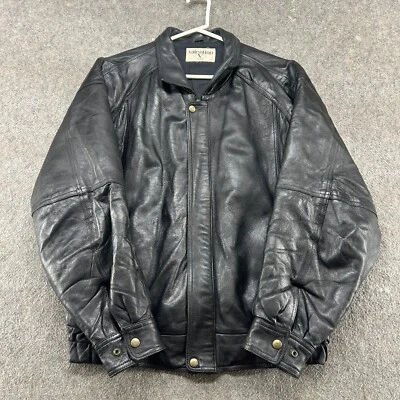 Chaqueta VINTAGE Valentino Uomo Hombre L? Bomber negro cuero genuino suave motociclista años 90 Foto 1 de 4