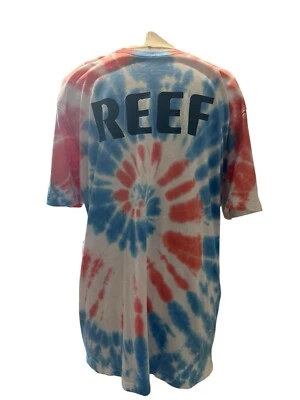 CAMISETA HOMBRE NUEVA CON ETIQUETAS REEF TIE DYE MANGA CORTA LOGO ARRECIFE GRANDE ROJO BLANCO AZUL Foto 1 de 4