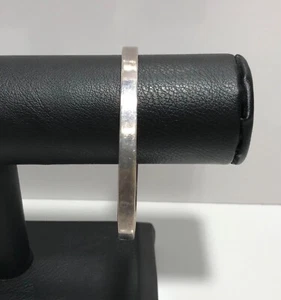 Vintage Taxco Mexico Sterling Silver Plain Hinged Bangle Bracelet - Picture 1 of 11