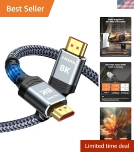 8K HDMI 2.1 Cable 5M, 48Gbps, Military Braided, Perfect for Gaming Enthusiasts - Picture 1 of 10