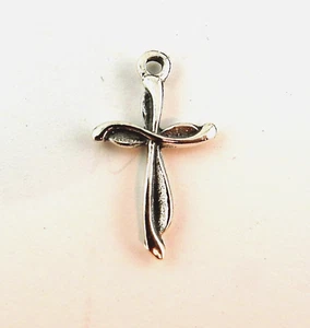 Dije cruz de cinta de plata esterlina .925, cristiano - Imagen 1 de 3