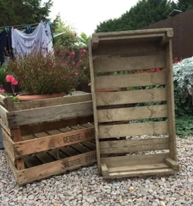 VINTAGE RUSTIC WOOD FARM TRAY APPLE CRATE POTATO CHITTING BUSHEL BOXES. - Picture 1 of 24