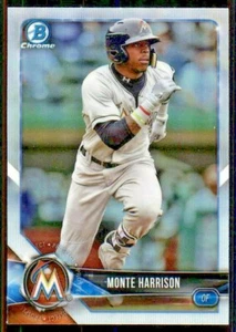 2018 BOWMAN CHROME DRAFT BASE REFRACTOR BDC-71 MONTE HARRISON MARLINS - Picture 1 of 2