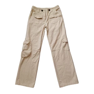 Brandy Melville Cargo Pants Womens 29x30 Beige Wide Leg Utility Elastic Waist - Picture 1 of 16