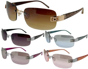 Gafas de sol para mujer sin montura de diseño de moda tonos retro ovalados (#7024) - Imagen 1 de 7
