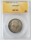 1958 P Ben Franklin demi-dollar MS 65