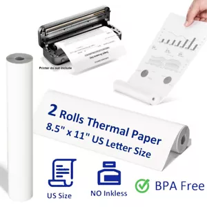 2 RollsThermal Printer Paper 8.5" x 11" US Letter Size Quick-Dry Thermal Paper - Picture 1 of 11