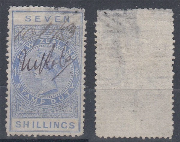 NUEVA ZELANDA 1880 QV INGRESOS PERF 113/4 WMK NZ 7/- ULTRAMAR USADO (ID:095/D63543) Foto 1 de 1