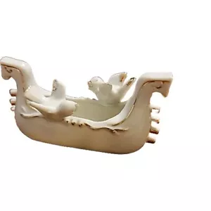 Vintage Porcelain Tray Trinket Dish. With White Birds And Gold Trim - Picture 1 of 4