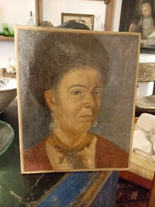 Dipinto quadro Olio Tela Scuola Napoletana donna con orecchini XIX sec 1800 - Foto 1 di 1