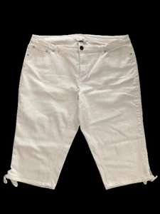Pantalones de mezclilla CJ Banks talla 18W (39x17) blancos capri tiro medio dobladillo abertura corbatas para mujer - Imagen 1 de 9
