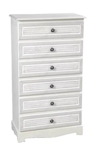 CASSETTIERA SALVASPAZIO 6 CASSETTI SETTIMINO SHABBY CHIC BIANCO GRIGIO 95*55*30 - Foto 1 di 6