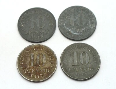 GERMANY EMPIRE 10 PFENNIG 1917-1918 OLD ZINC COINS LOT - Image 1 of 3