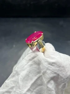 Excepcional Anillo Rubí Goma Plata de Ley 925 Anillo Sintético Hecho a Mano - Imagen 1 de 5