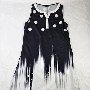 Just Fashion Dress Women XL C40L44 Black White Sleeveless Light Weight Polyester - Picture 1 of 9