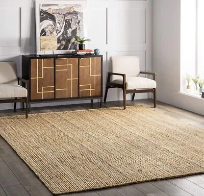Jute Rug Handmade Area Rug Farmhouse Jute Hand Braided Jute Runner Living Room - Image 1 of 4
