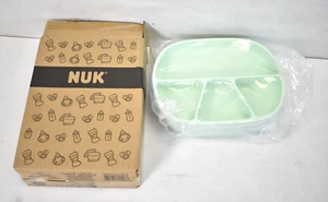 Nuk Silicone Baby Suction Plates 2 Pack Green Spill Reduction BPA Free - Picture 1 of 6