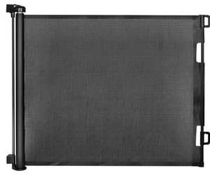 Retractable Mesh Baby Gate or Dog Gate (Black 33" x 55") - Picture 1 of 6