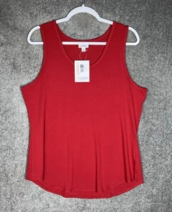 Lularoe Tank Top Womens Sz 2XL Red Scoop Neck Sleeveless Stretch Curved Hem New - Picture 1 of 7