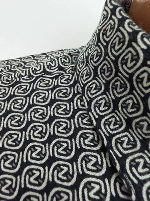 Vintage 90s Geometric Shirt Men XL Oversize Black Abstract Resort MCM Rave Rayon - Image 1 of 4