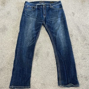 Wrangler Rock 47 Jeans Uomo 40x36 Pantaloni Cowboy Slim Dritti Scuri Punti Spessi - Foto 1 di 24