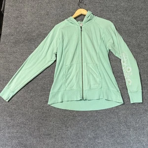 Aventura Green Zip Up Hoodie with White Flowers Size XL (Organic Cotton) - Picture 1 of 10