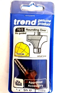 TREND Router Bit Cutter 7E/3X1/4HSS - Pin guided round over cutter-8.0mm Radius - Picture 1 of 1