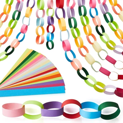 240 Sheets Bright Paper Chain Strips Construction Paper about 46 Feet in Total L - Image 1 of 4
