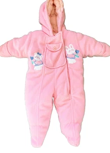 Healthtex Baby Bunting 0-6 Months Pink Pram Snowsuit Warm Soft Corduroy - Picture 1 of 7
