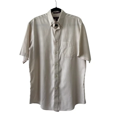 Camisa de vestir Nordstrom Smartcare sin arrugas algodón crema manga corta top para hombre M Foto 1 de 4
