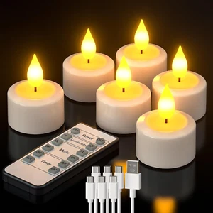 Tea Light Candele Led Con Timer, 6 Pezzi Candele Tealight Luci a Led Batteria Na - Foto 1 di 12