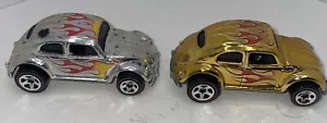 2006 Hot Wheels Target Exclusive Super Chromes VW BUG Gold & Chrome Lot Of 2 - Picture 1 of 13