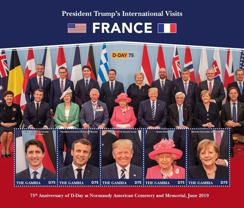 Gambia 2020 - Trump visita a la reina Isabel - Hoja de 5 estampillas Scott #3867 - MNH Foto 1 de 1