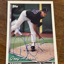 Greg W Harris Autographed 1994 Topps Baseball Card #18 Colorado Rockies