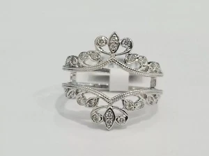 1/2Ctw White Round Cut CZ Enhancer Wrap Wedding Matching Ring In Sterling Silver - Picture 1 of 5