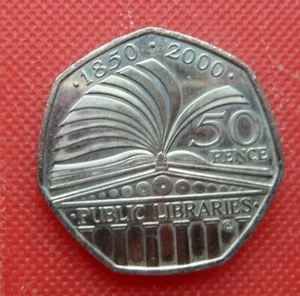 2000 Fünfzig Pence Münze 50p Öffentliche Bibliotheken  - Bild 1 von 2