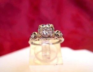 ANTIQUE 14K WHITE GOLD ROUND DIAMOND ENGAGEMENT RING .55 CTW VINTAGE SIZE 6.75 - Picture 1 of 10