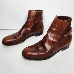 Vintage Athens Union Made Chukka Boots Mens 10 D Monk Strap Brown Leather - Picture 1 of 12